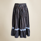 Handmade Black Floral Prairie Skirt with Lace Trim - Small