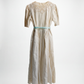 Vintage Cream Cotton Prairie Dress with Lace Yoke & Blue Ribbon Tie