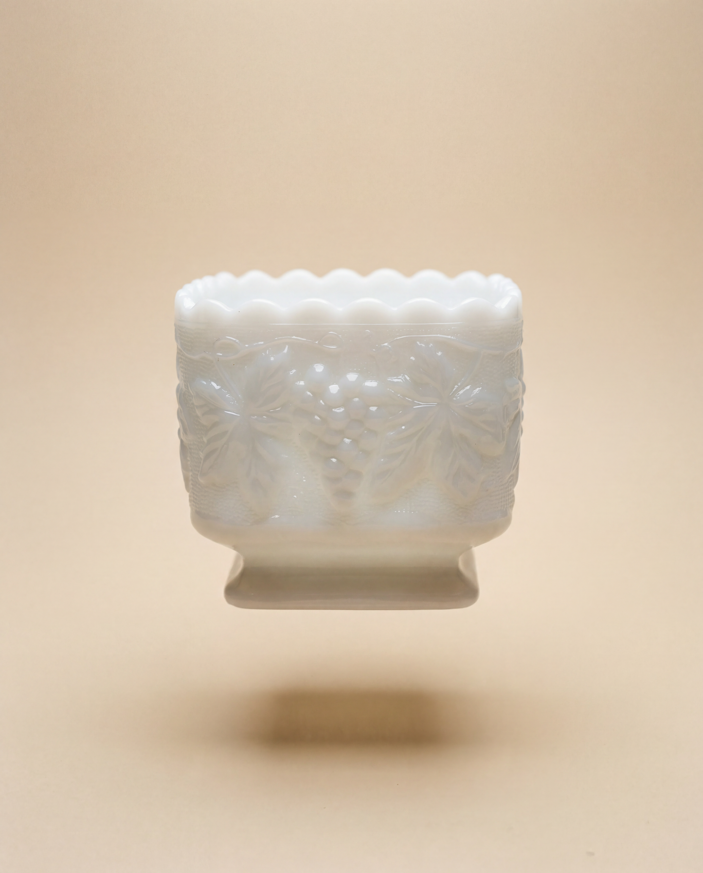 Milk Glass Square Footed Bowl