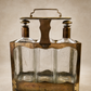 Antique Three Bottle Tantalus Liquor Set with Brass Stand