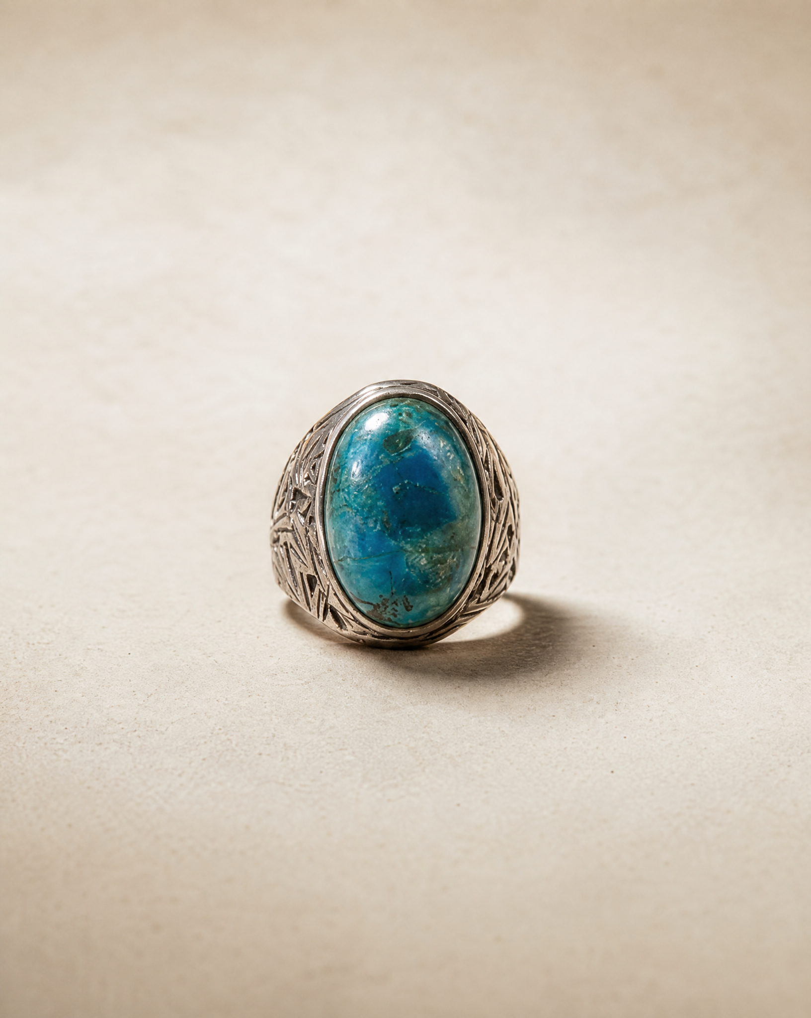 Vintage Sterling Silver Azurite-Malachite Statement Ring – Size 8