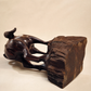 Hand-Carved Ram Sculpture on Natural Wood Base