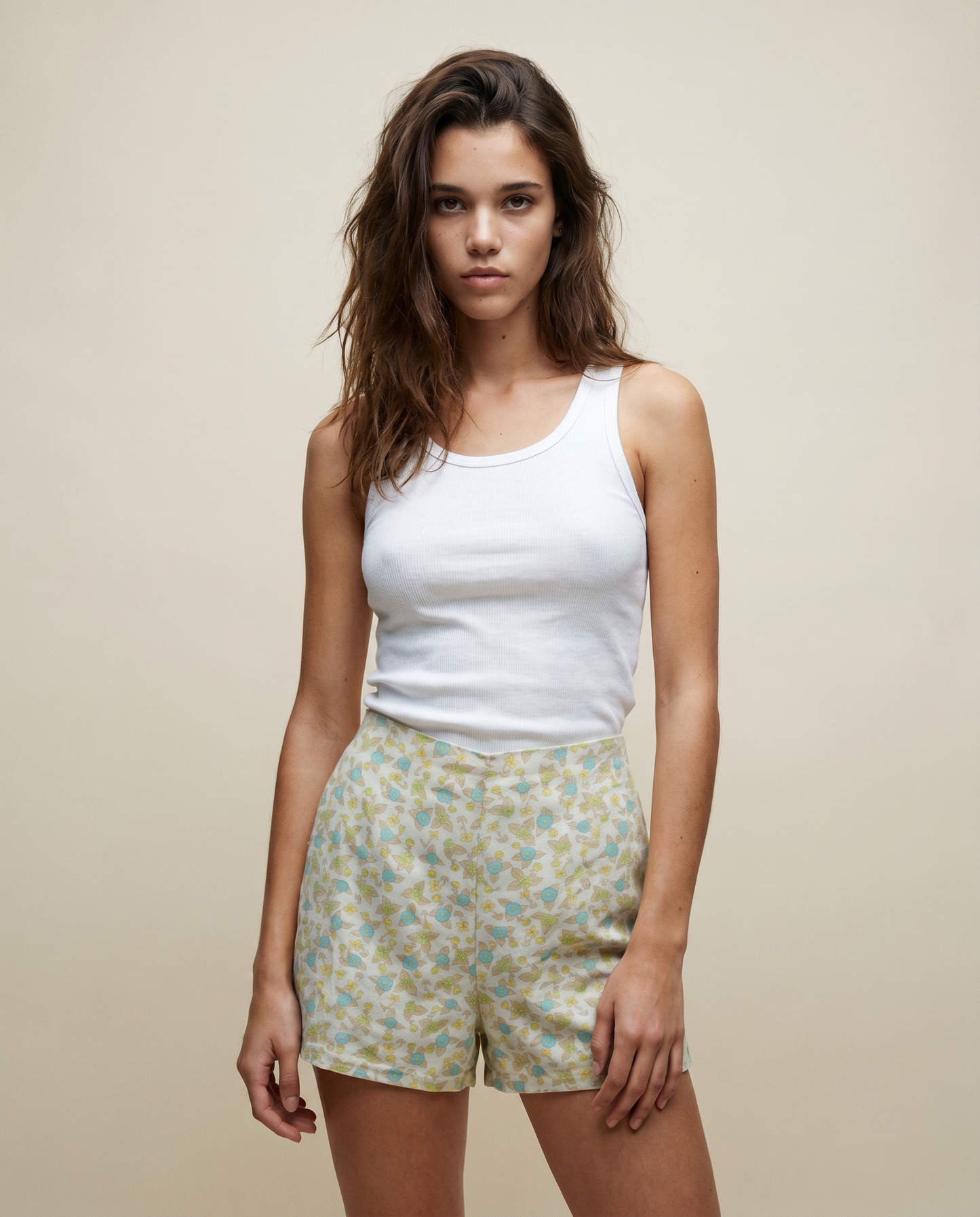Vintage Floral High-Waisted Cotton Shorts – 28" Waist