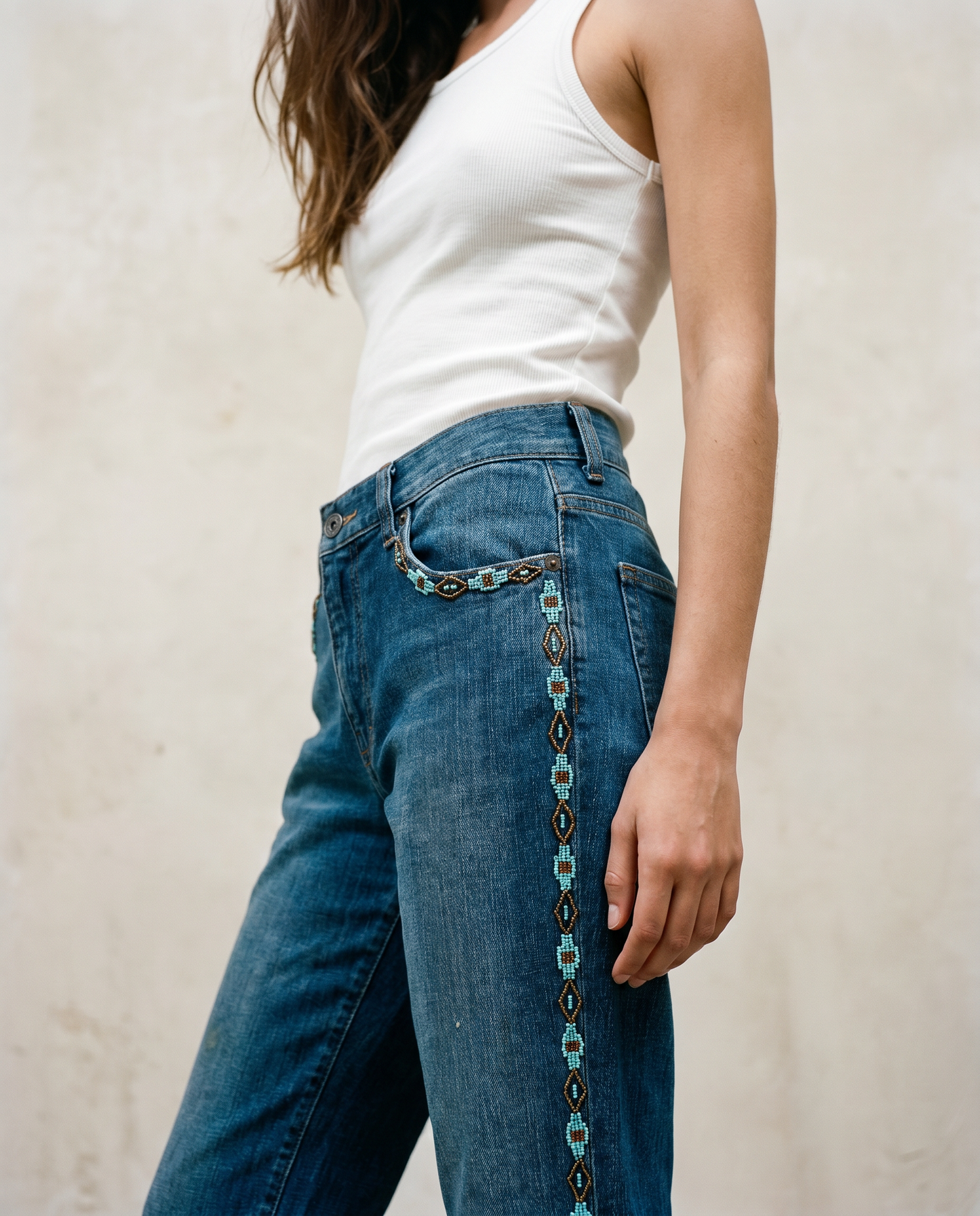 Lauren Jeans Co. Beaded Western Flare Jeans - 34 x 31