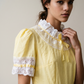 Vintage Yellow Lace Trim Prairie Mini Dress - XS