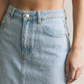 Light Wash Denim Midi Skirt with Front Slit