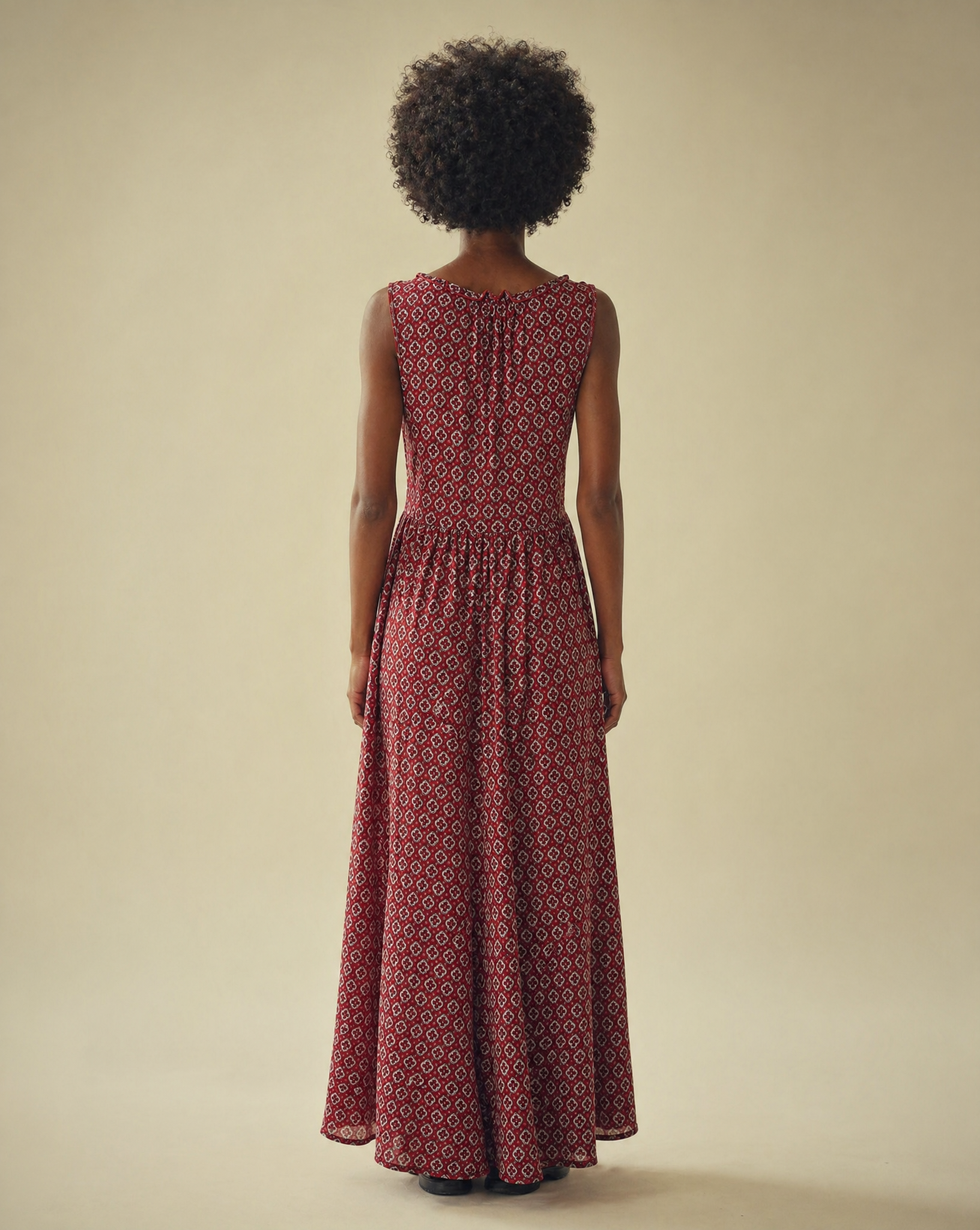 Rust Block Print Maxi Dress – Size M
