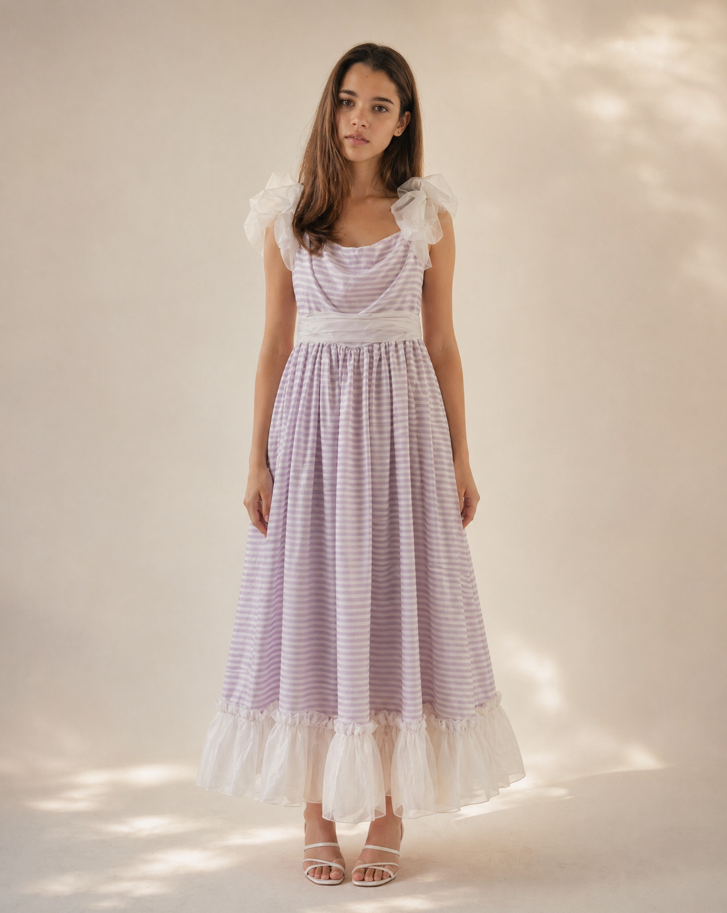 Vintage Lavender Stripe Tulle Ribbon Dress - XS