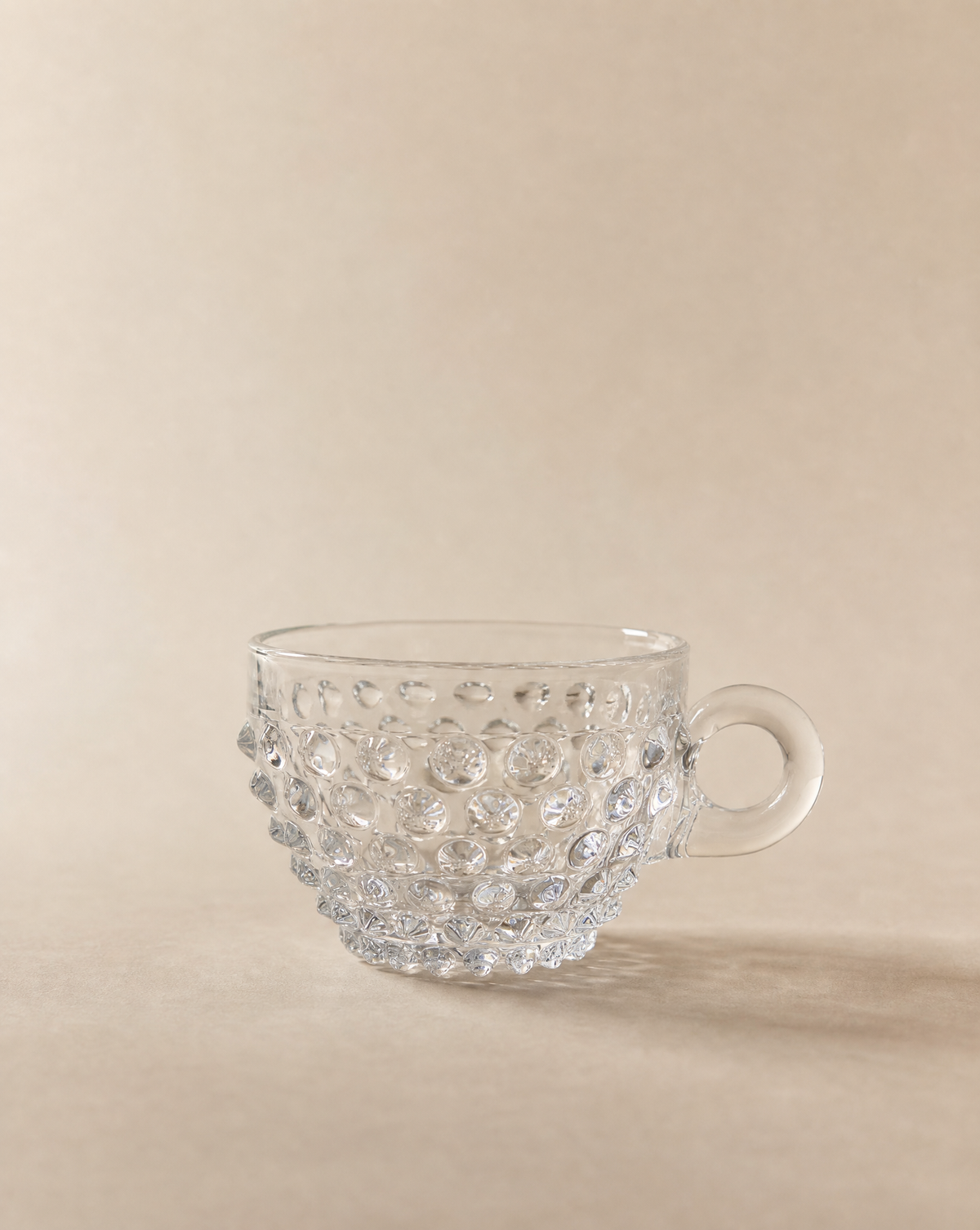 Vintage Clear Hobnail Glass Punch Bowl Set with Cups & Ladle