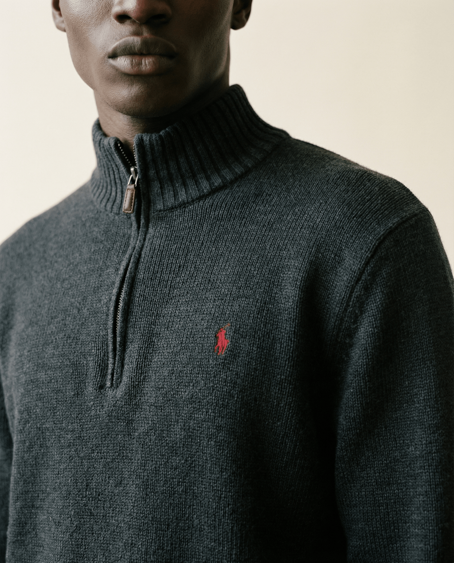 Polo Ralph Lauren Charcoal Quarter-Zip Sweater – Size M