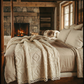 Vintage Hand-Crocheted White Afghan Blanket (54" x 85")