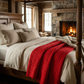 Vintage Red Quilted Coverlet 66" x 87"