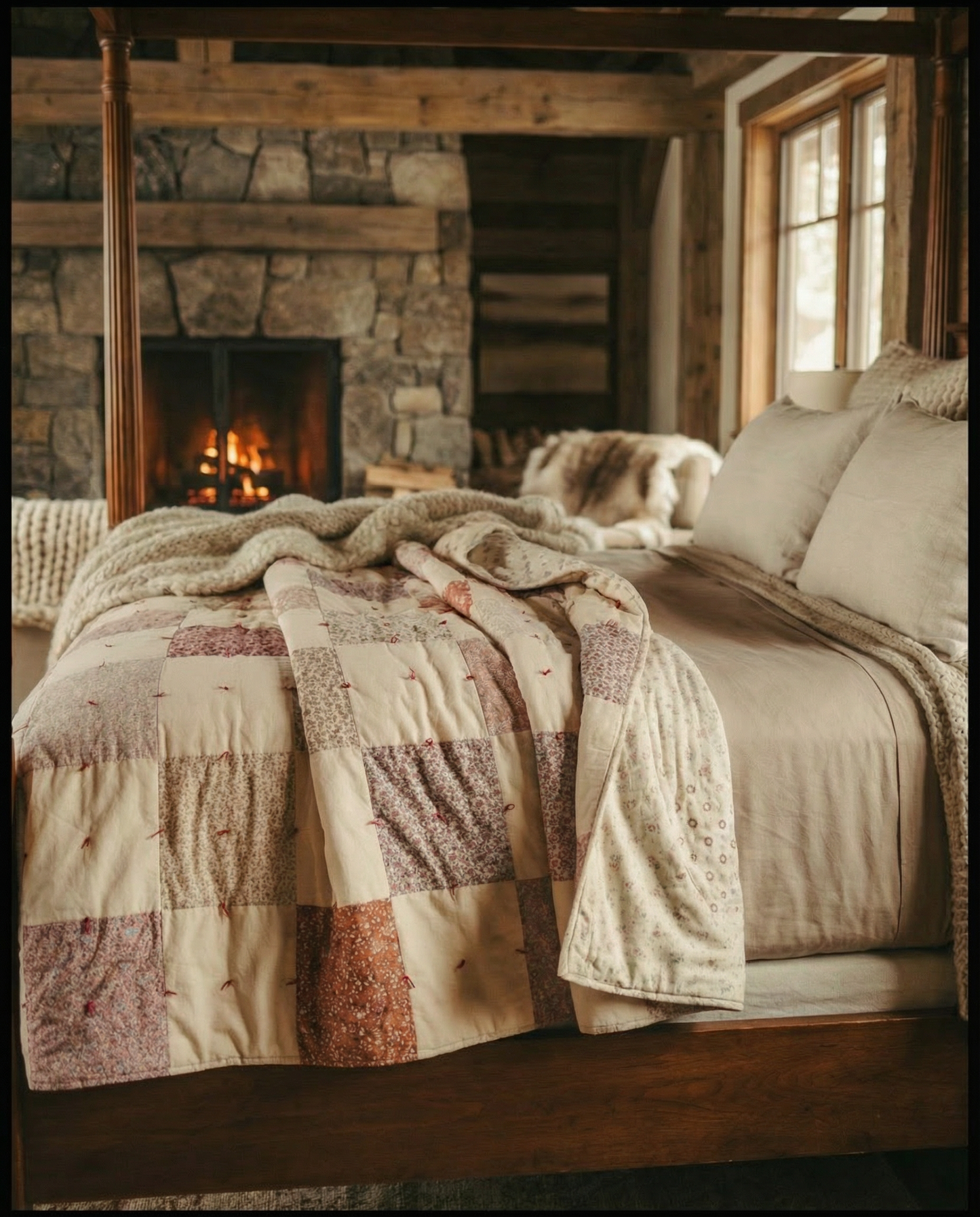 Handmade Patchwork Tie Quilt — Floral Calico – Full Size (58” x 76”)