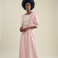 Vintage Pink Gingham Lace Trim Prairie Maxi Dress