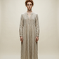 Vintage Neutral Stripe Cotton Prairie Maxi Dress - M