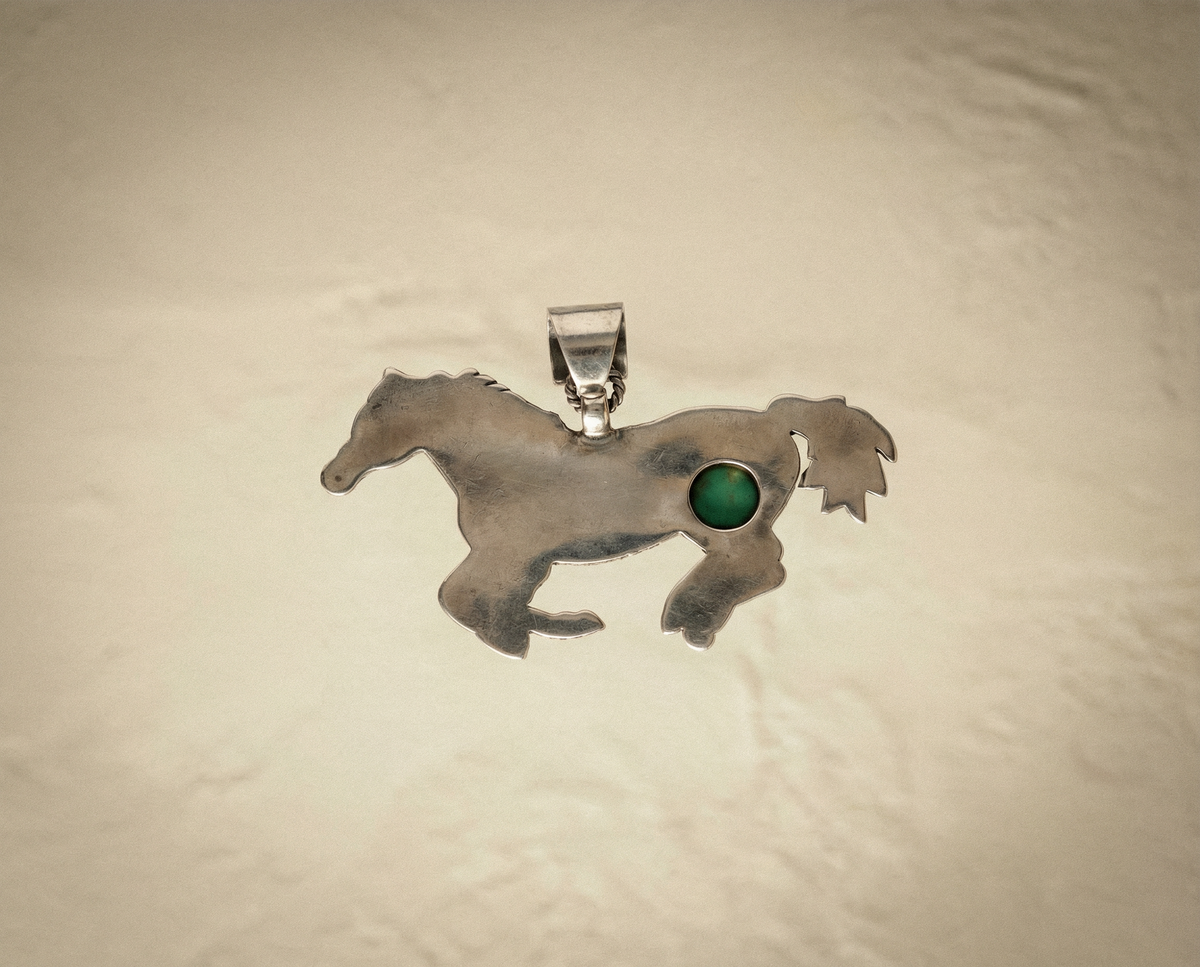 Sterling Silver Horse Pendant with Turquoise Accent