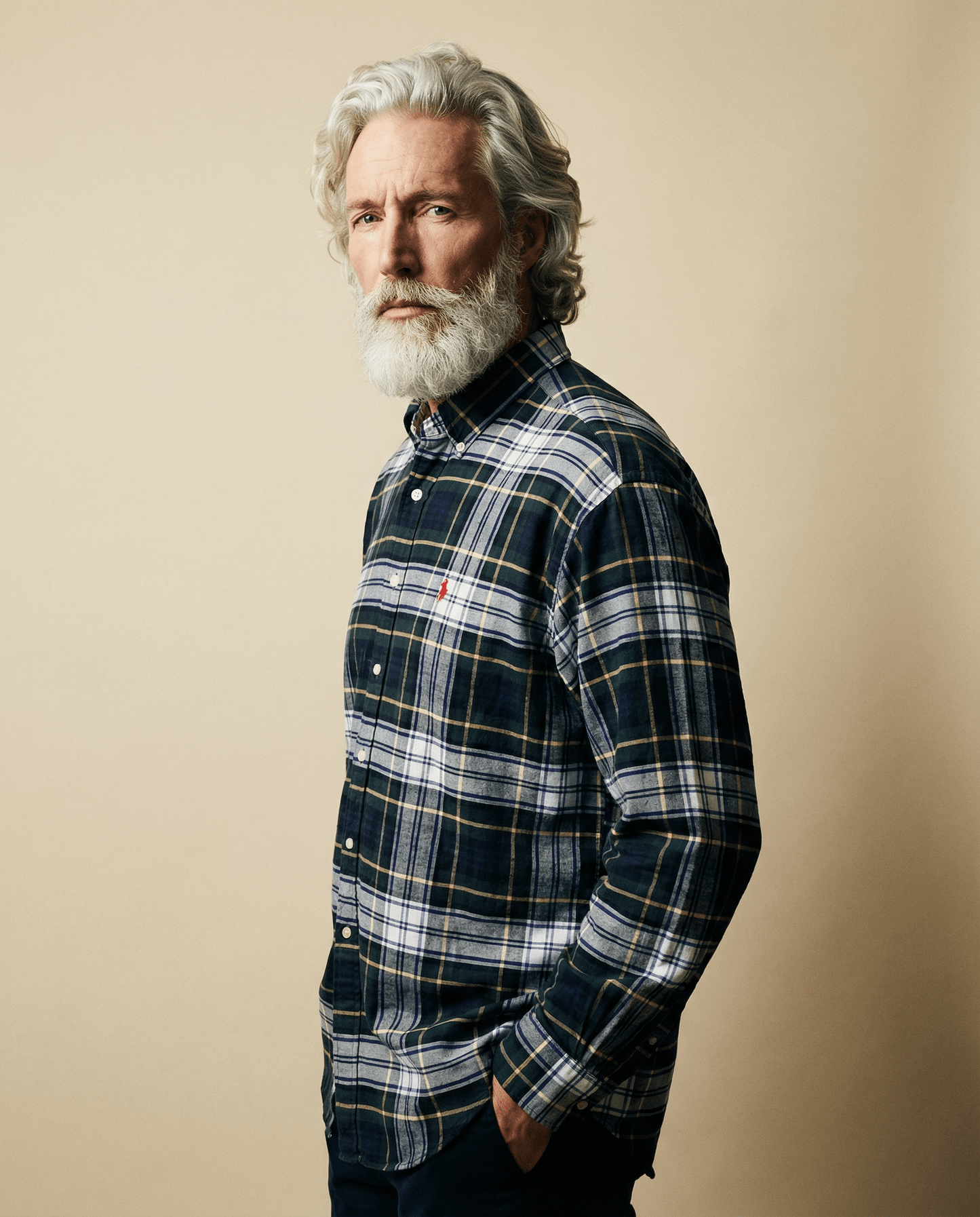 Ralph Lauren Green & Navy Plaid Button-Down Shirt — Size L