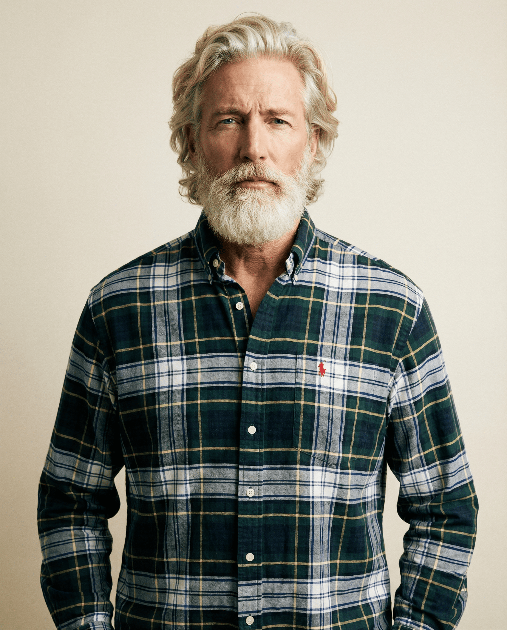 Ralph Lauren Green & Navy Plaid Button-Down Shirt — Size L