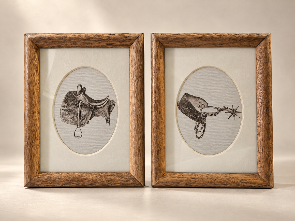 Vintage Framed Western Tack Illustration