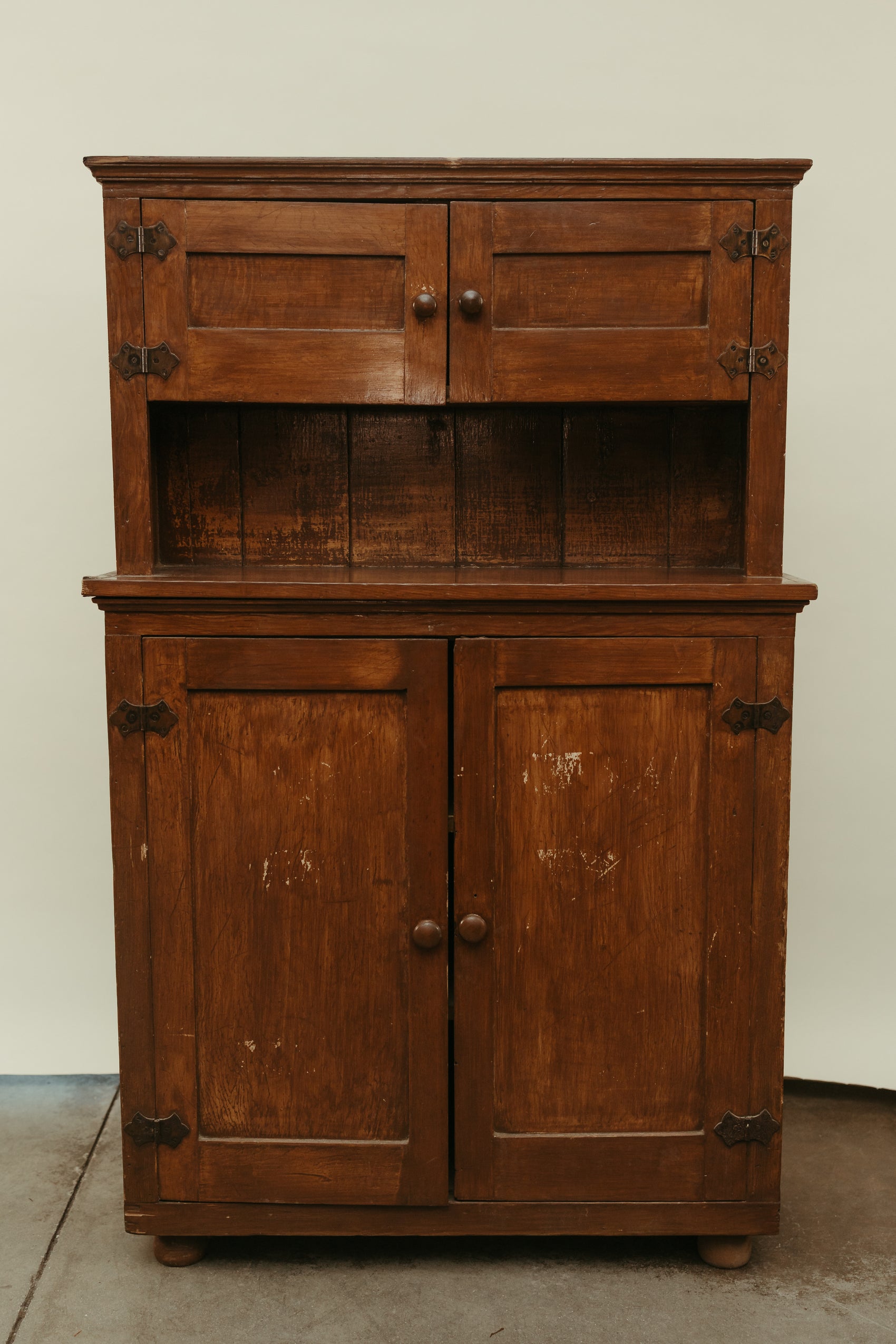 Antique Primitive Pine Cupboard Hutch