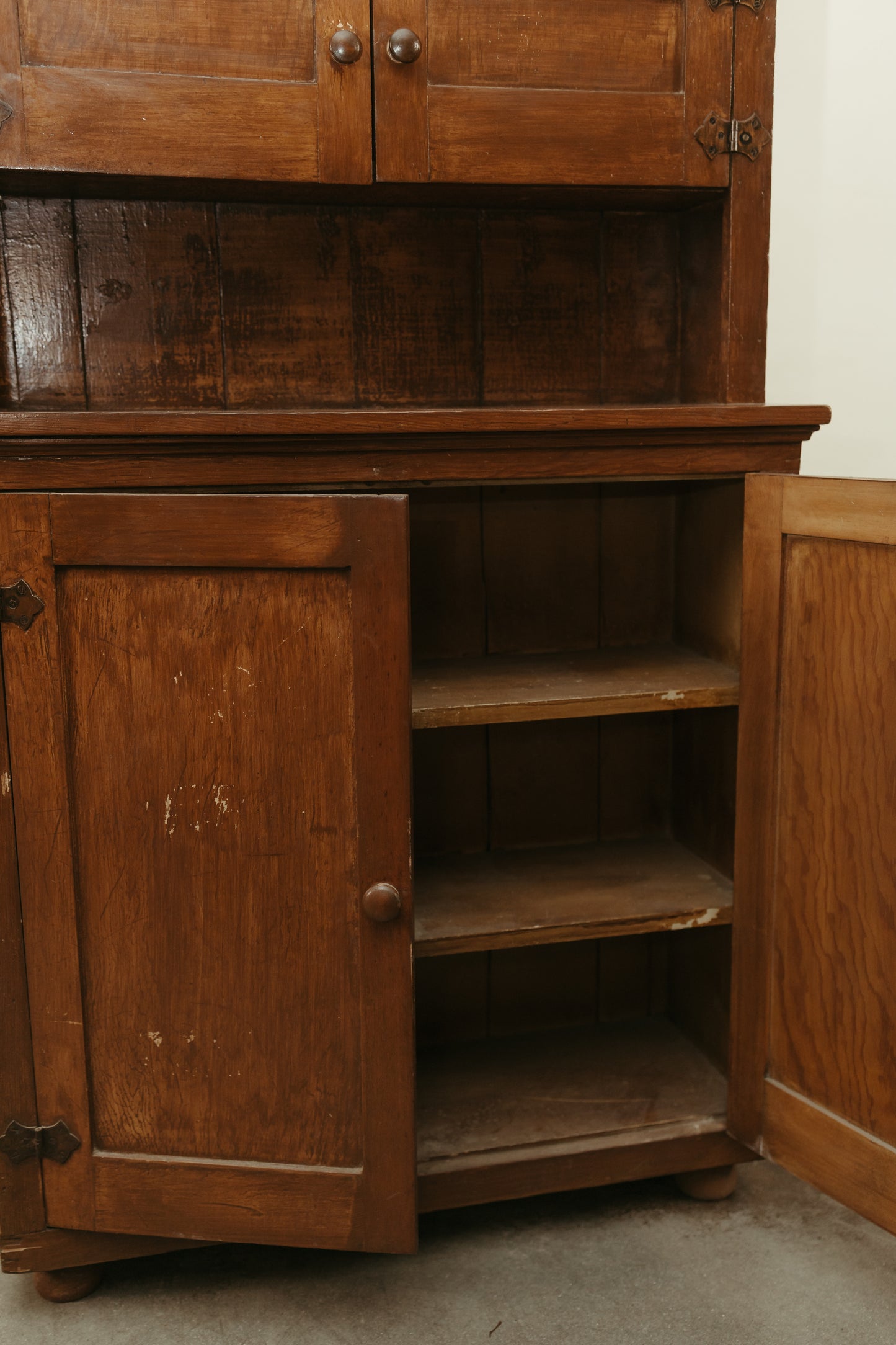 Antique Primitive Pine Cupboard Hutch