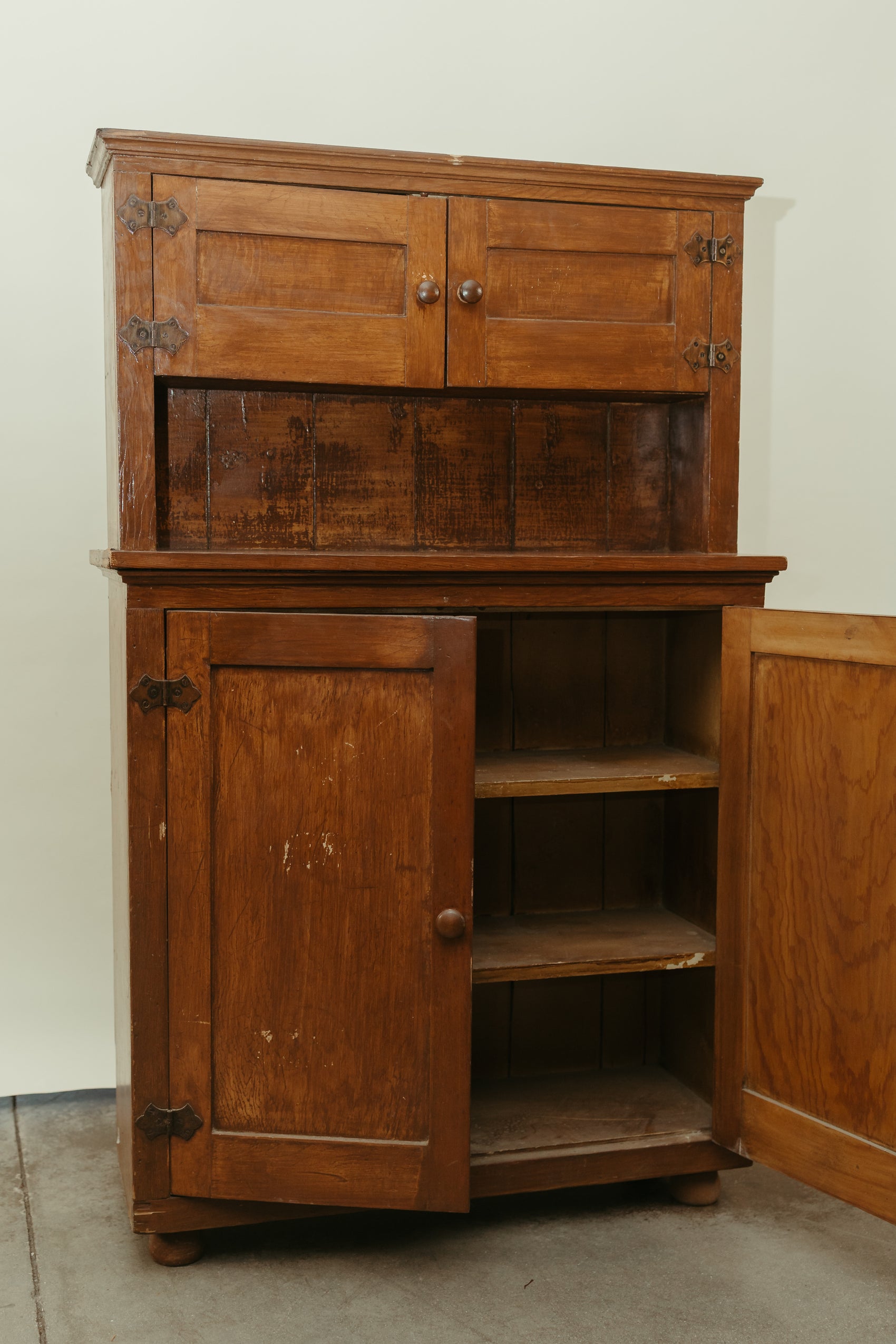 Antique Primitive Pine Cupboard Hutch