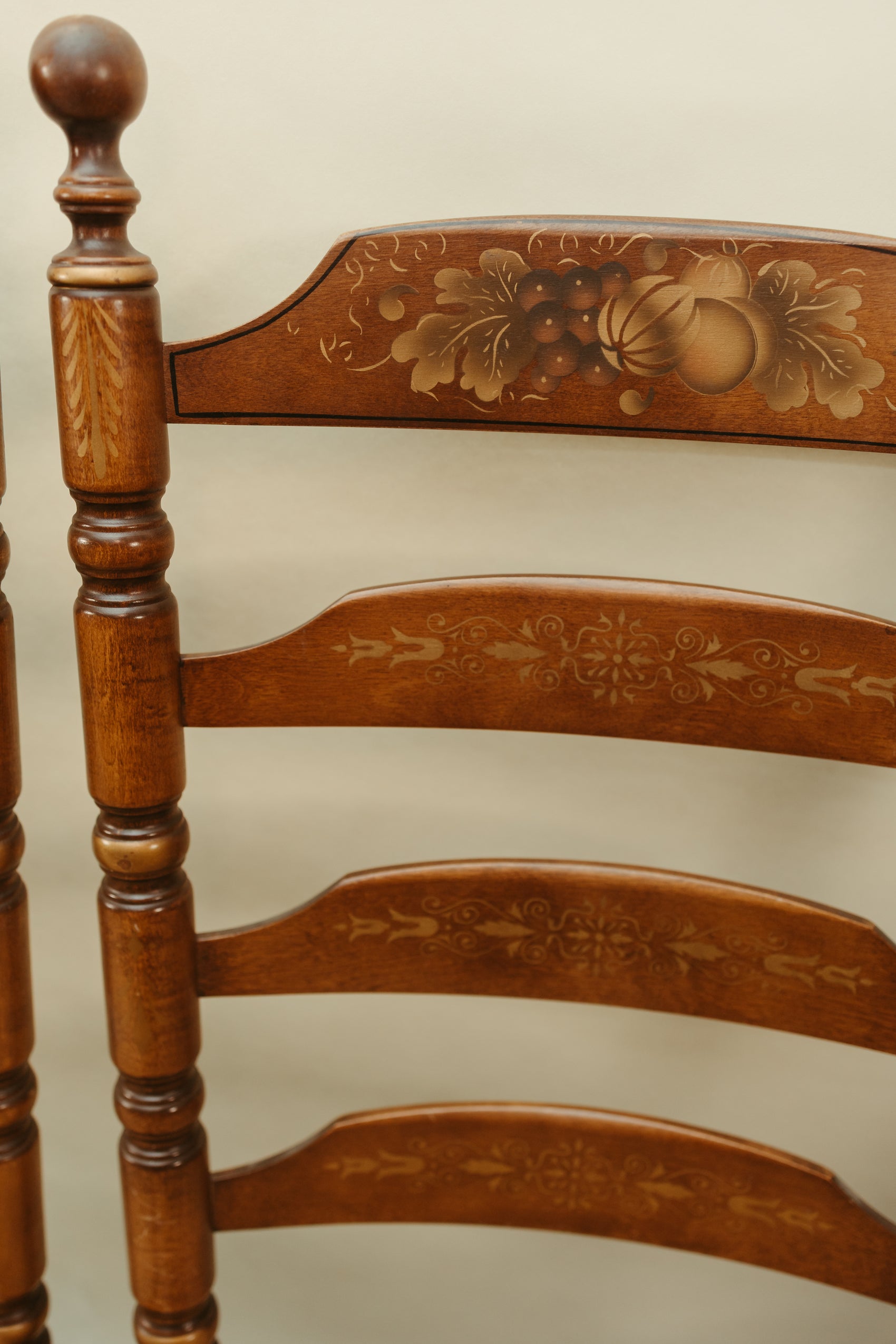 Set of 4 Signed Hitchcock Ladder-Back Chairs with Rush Seats