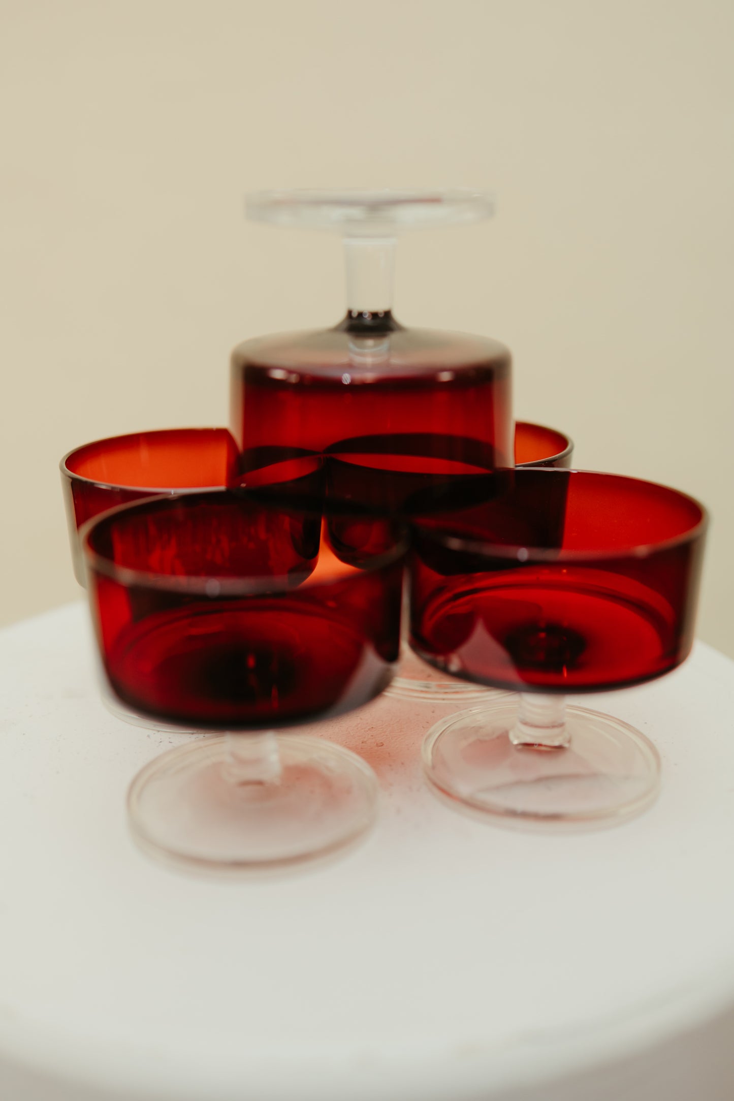Vintage Luminarc Cavalier Ruby Red Stemmed Glass