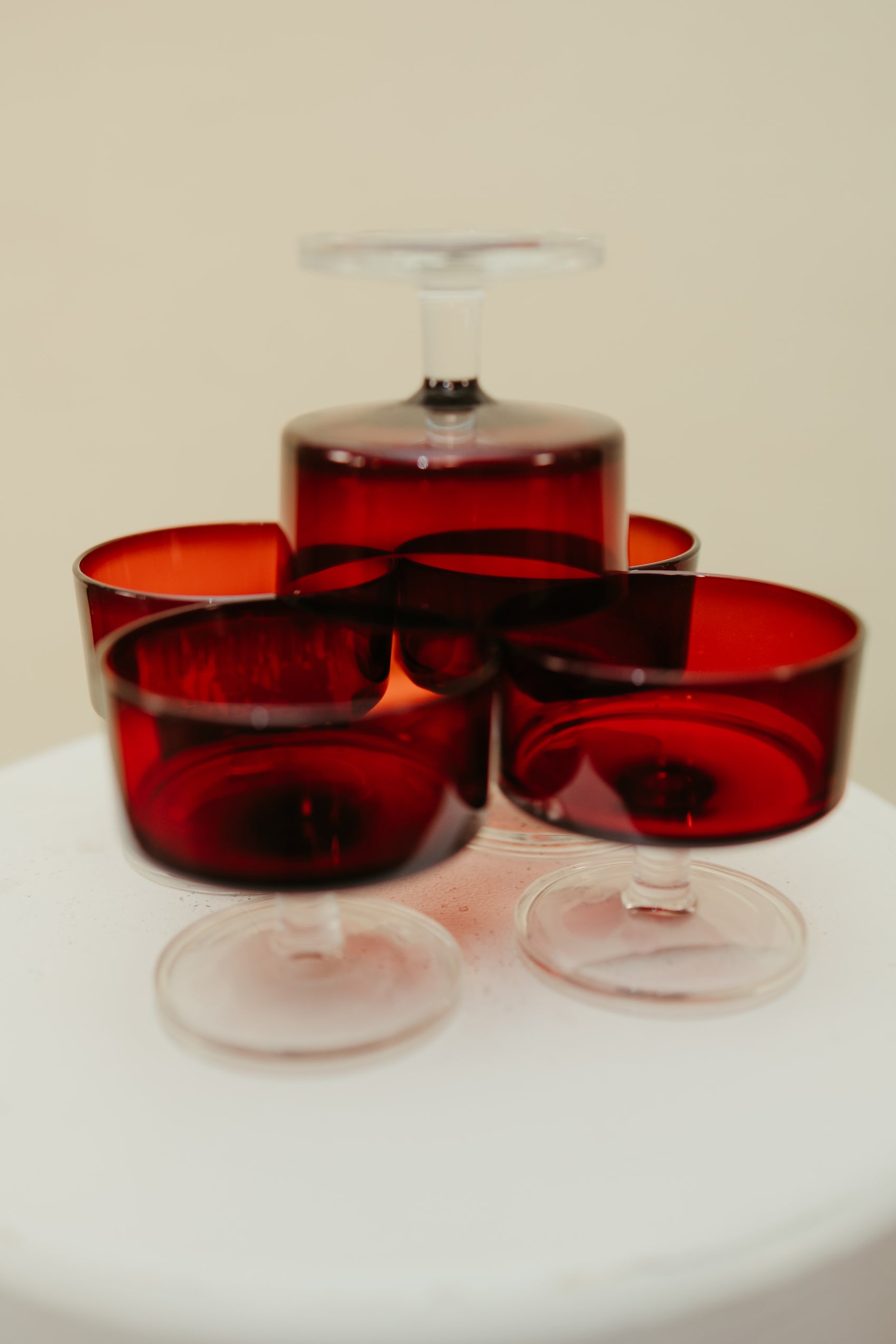 Vintage Luminarc Cavalier Ruby Red Stemmed Glass