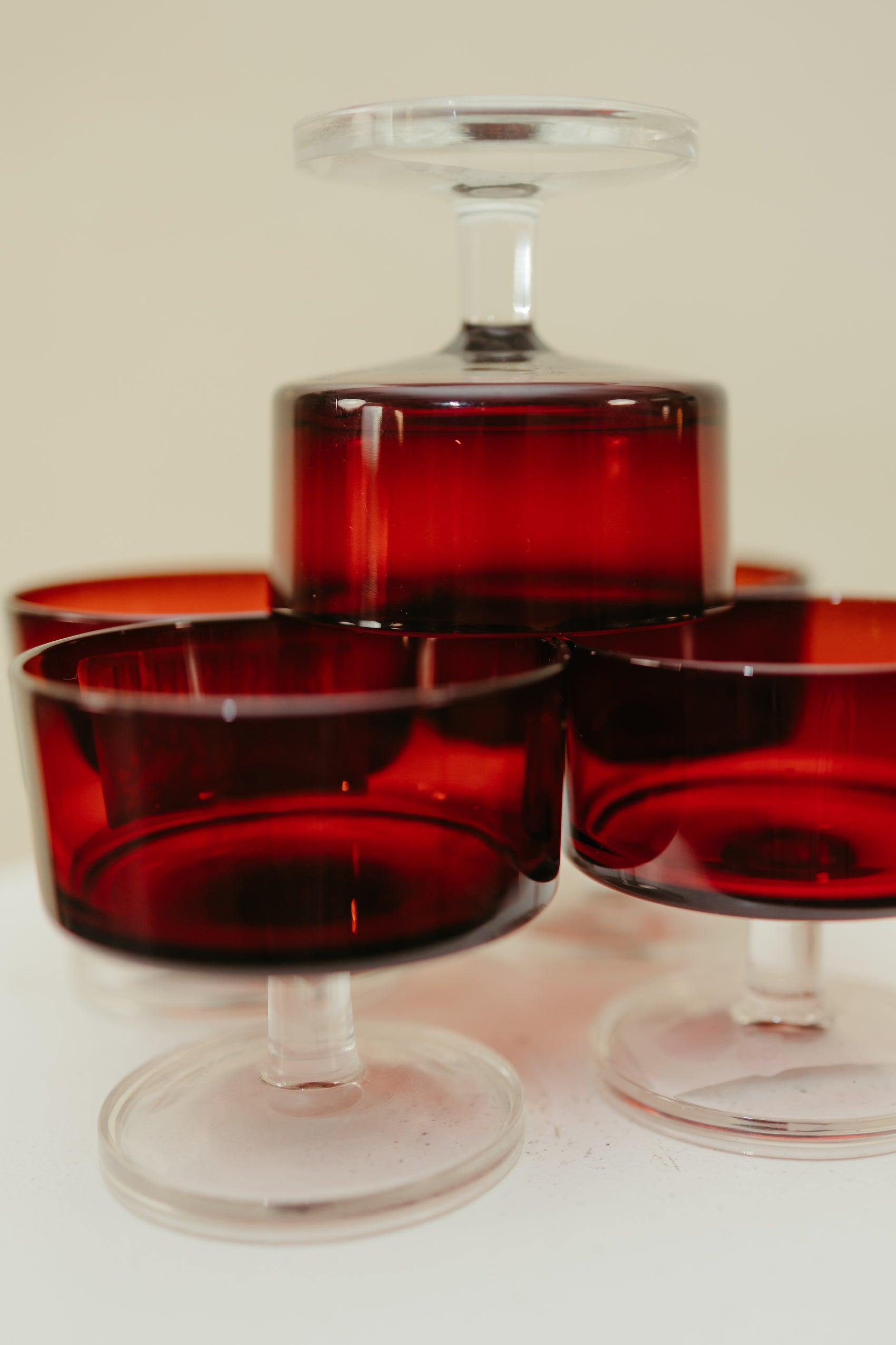 Vintage Luminarc Cavalier Ruby Red Stemmed Glass