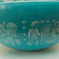 Vintage Pyrex “Butterprint” Cinderella Mixing Bowl Set (4-Piece, Turquoise & White)
