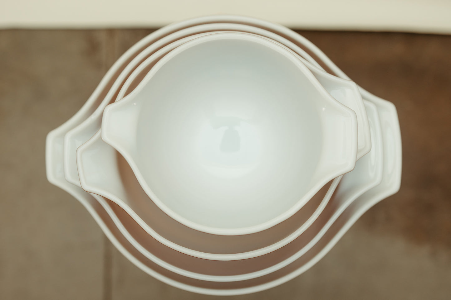 Vintage Pyrex Mixing Bowl Set – “Autumn Harvest / Homestead Brown” – Set of 4