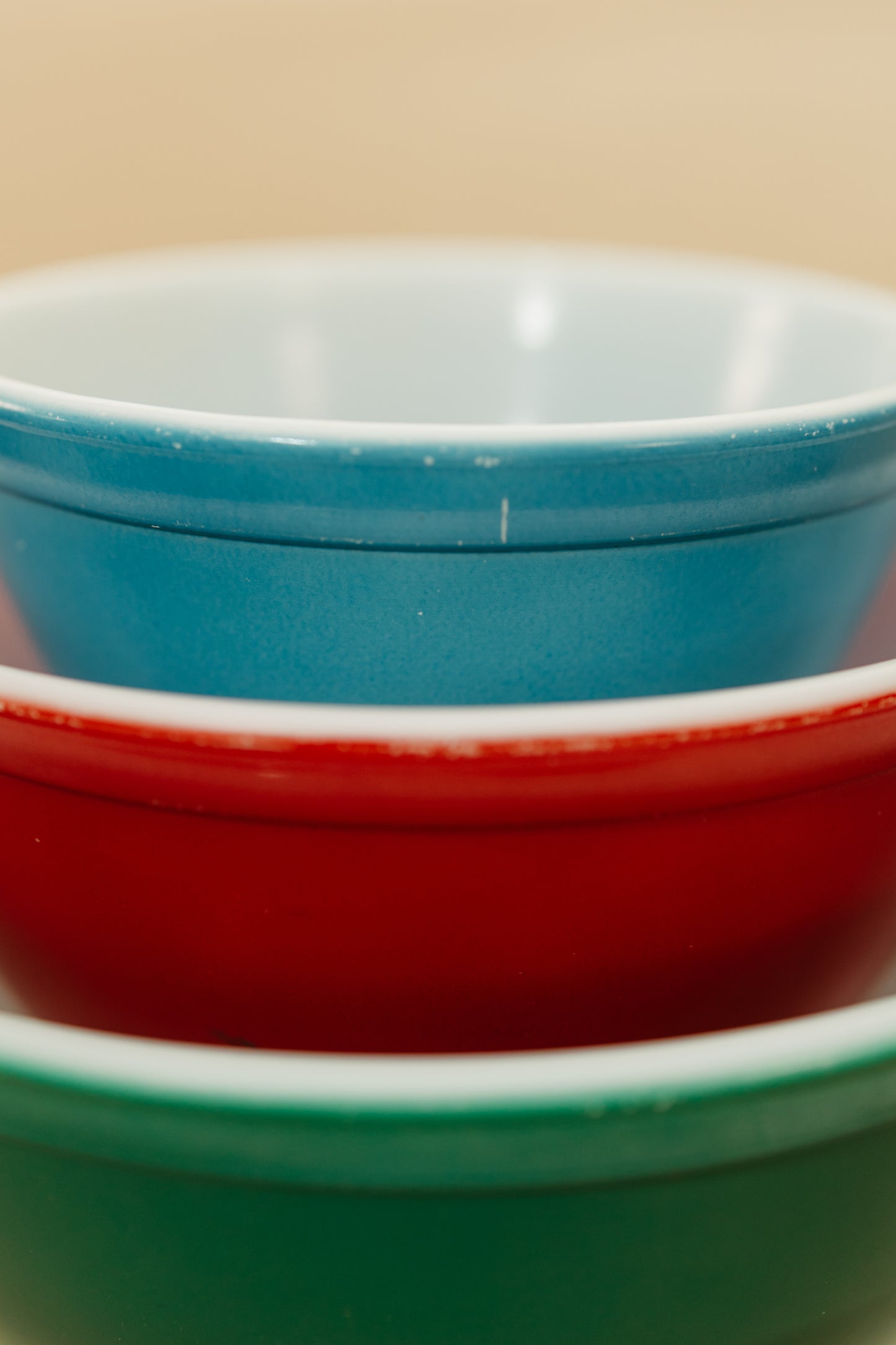 Vintage Pyrex Primary Colors Mixing Bowls — Set of 4