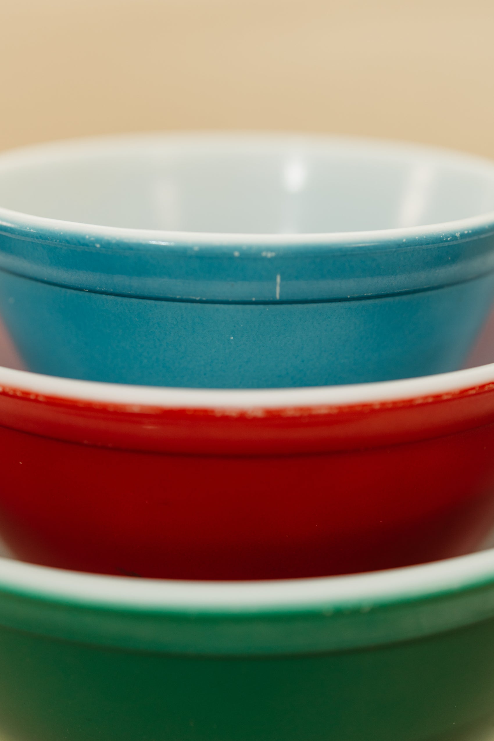Vintage Pyrex Primary Colors Mixing Bowls — Set of 4