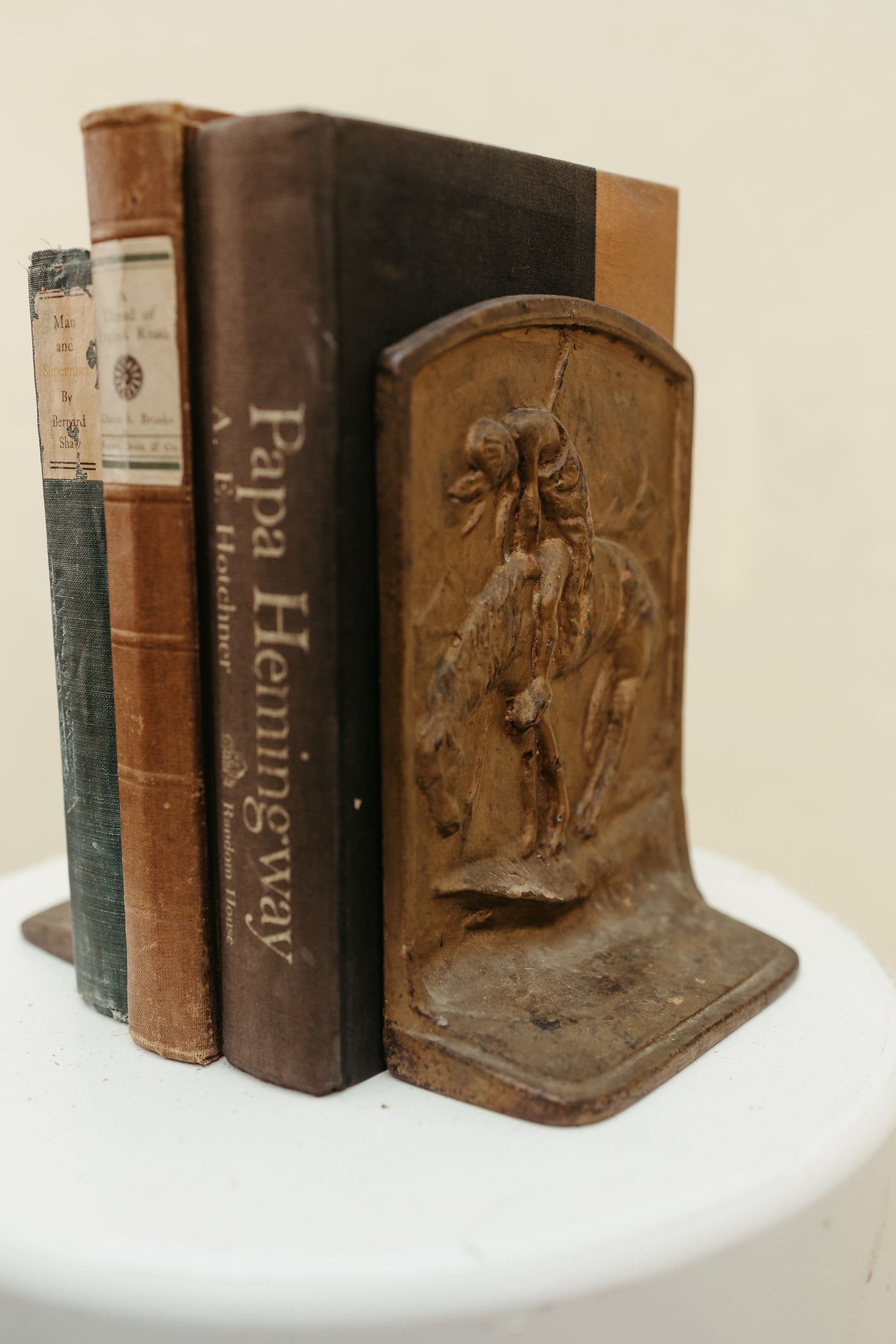 Vintage Bronze Bookends — “End of the Trail” Inspired Scene (Pair)