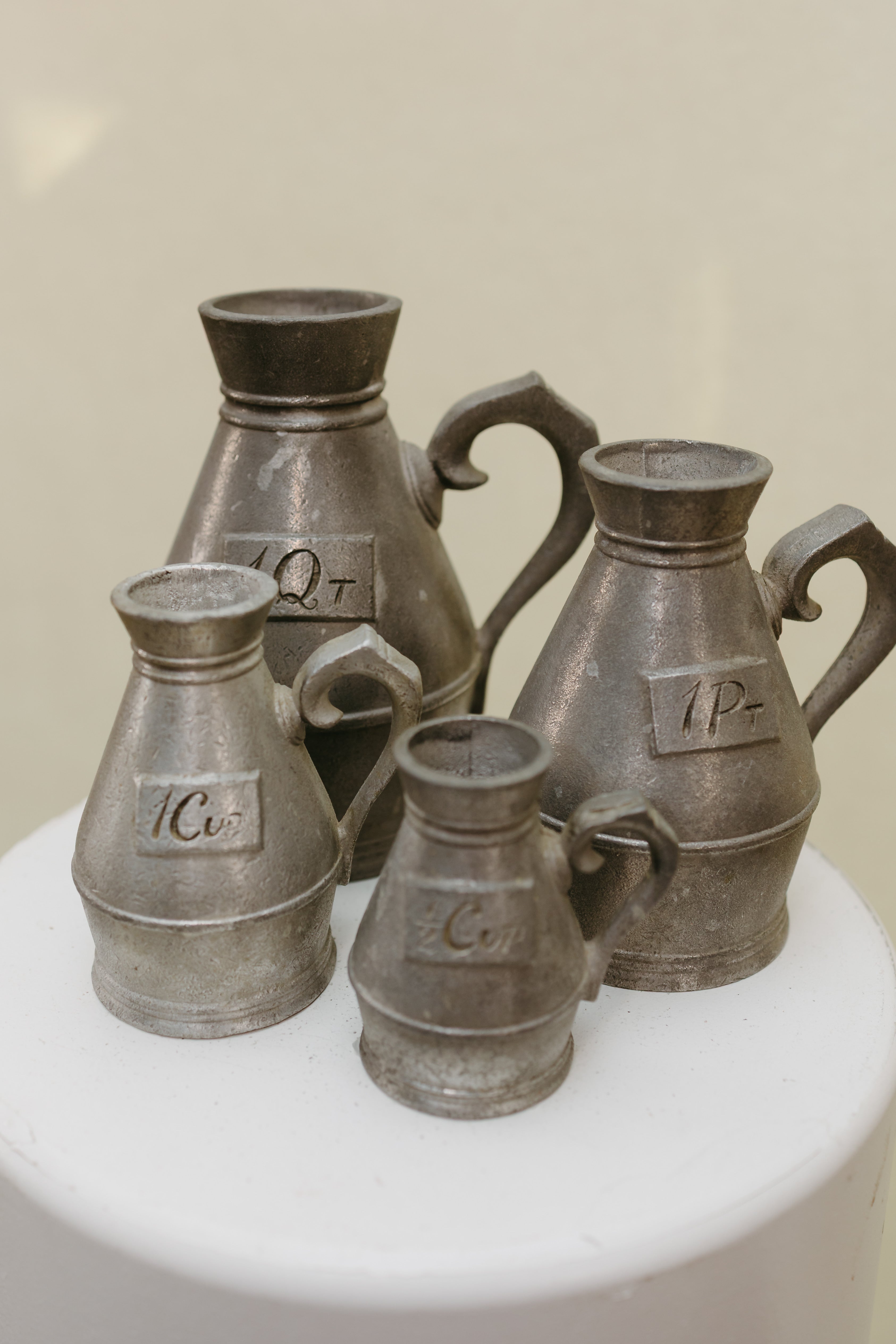 Vintage Pewter Measuring Pitcher Set (¼ Cup – 1 Quart) – That Old Thing