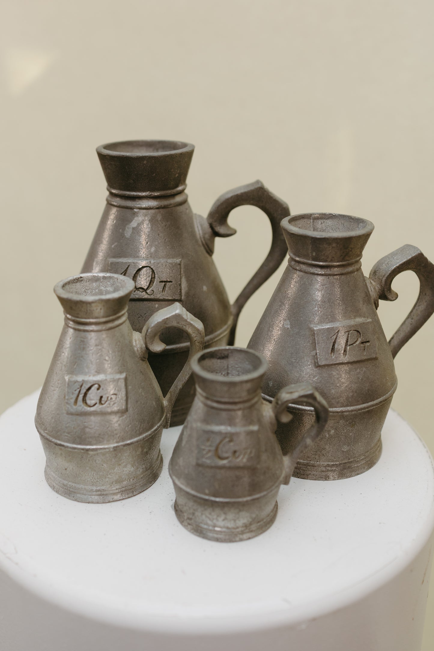 Vintage Pewter Measuring Pitcher Set (¼ Cup – 1 Quart)