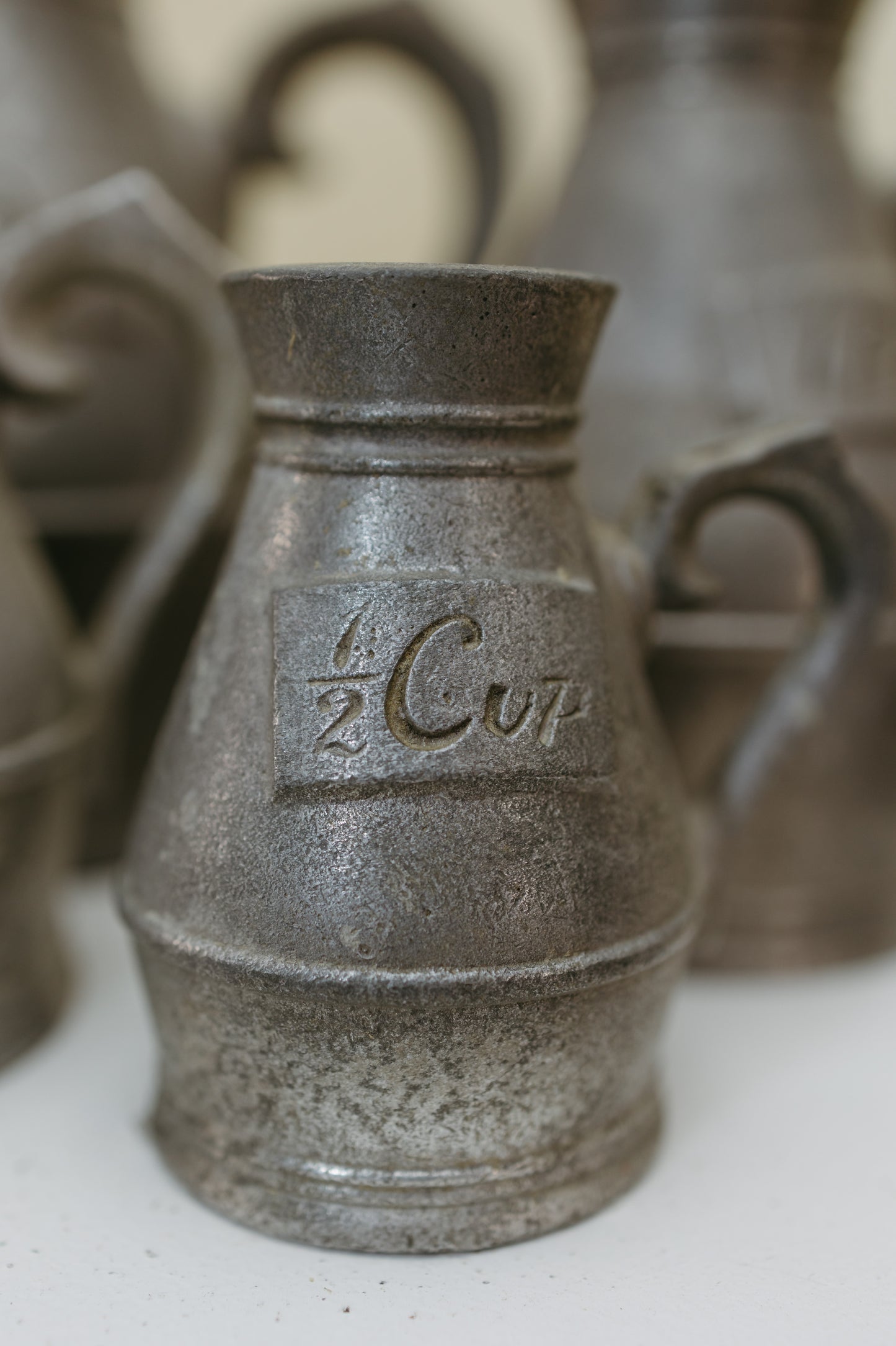 Vintage Pewter Measuring Pitcher Set (¼ Cup – 1 Quart)