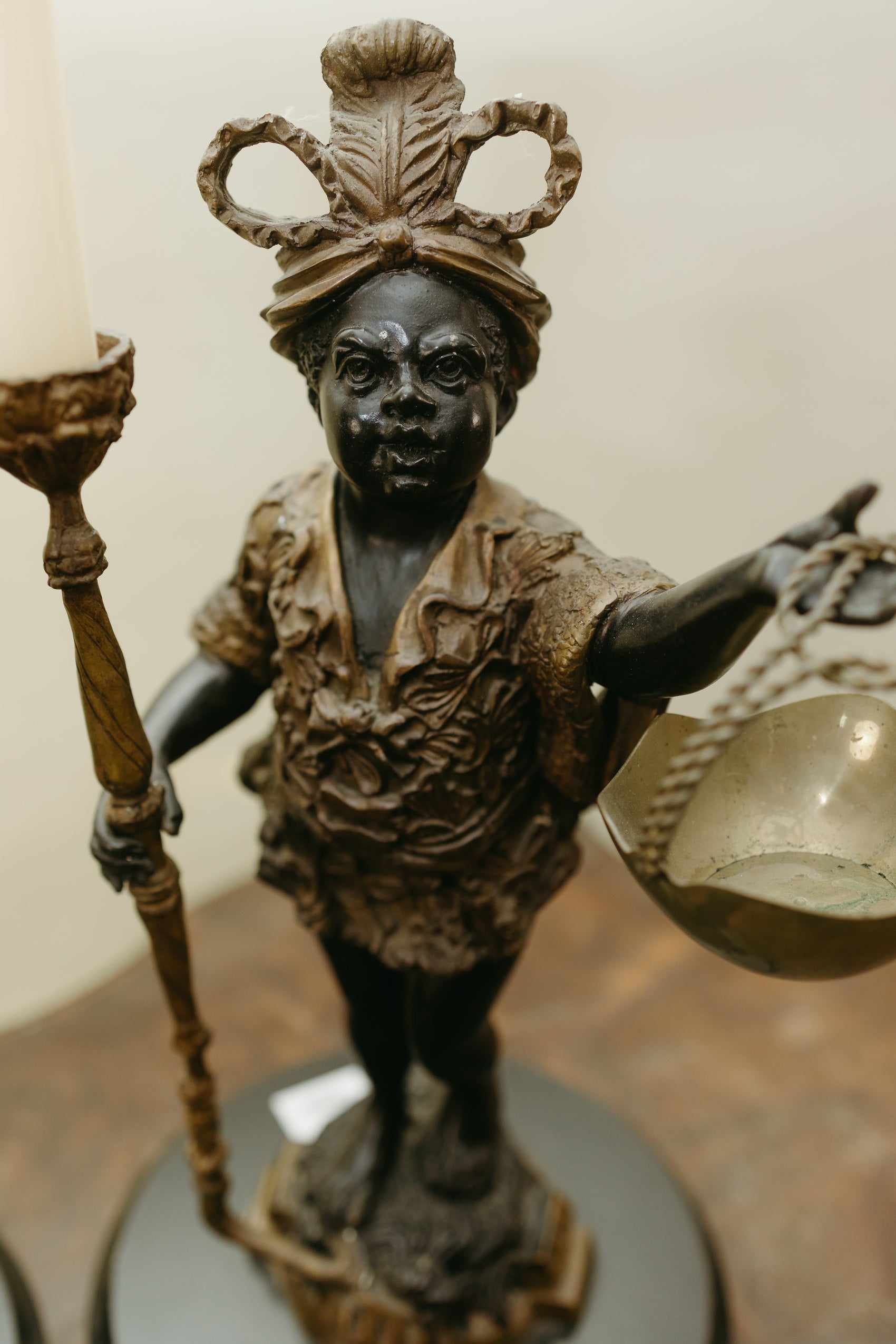 Pair of Blackamoor Figural Candelabra Compotes