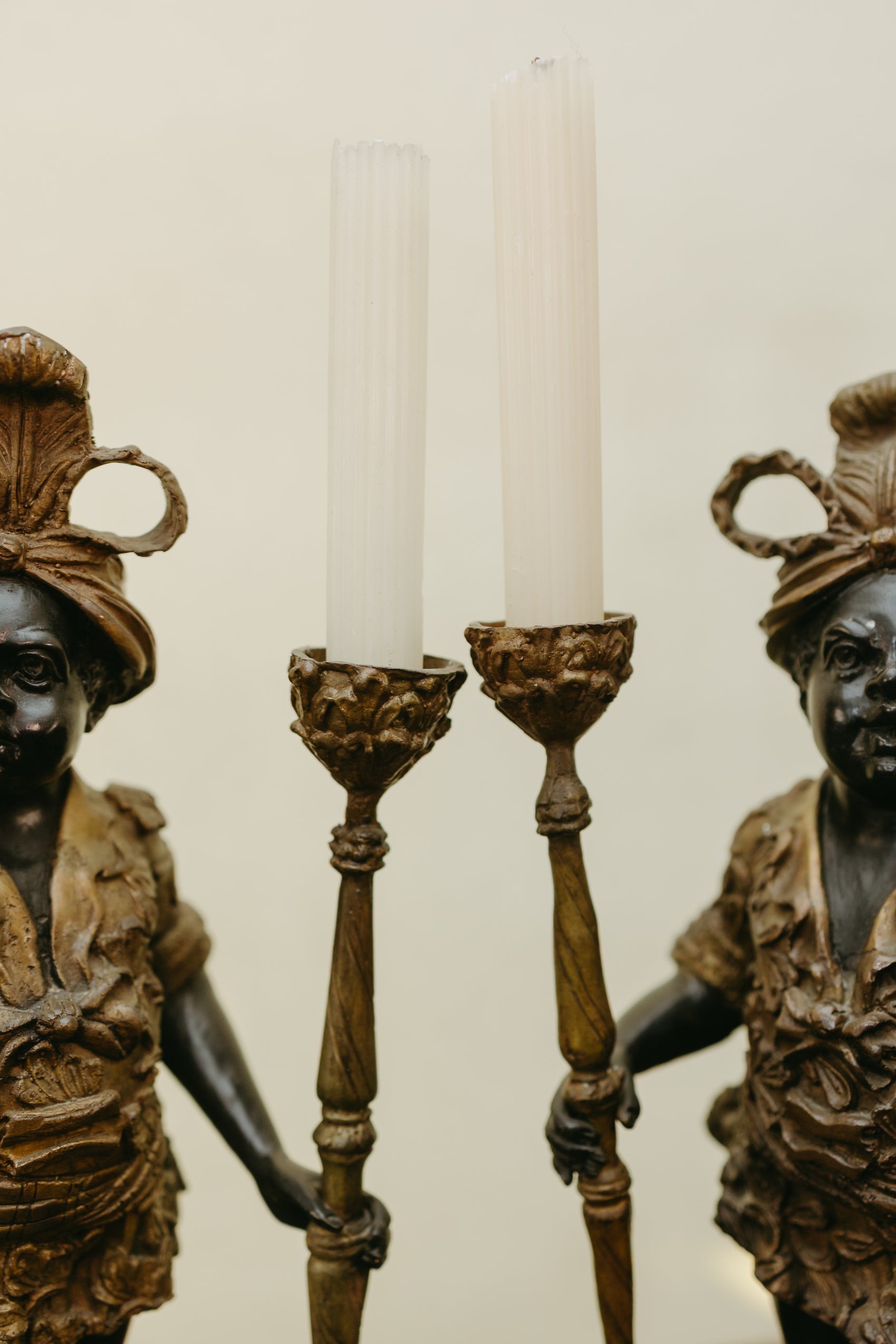 Pair of Blackamoor Figural Candelabra Compotes