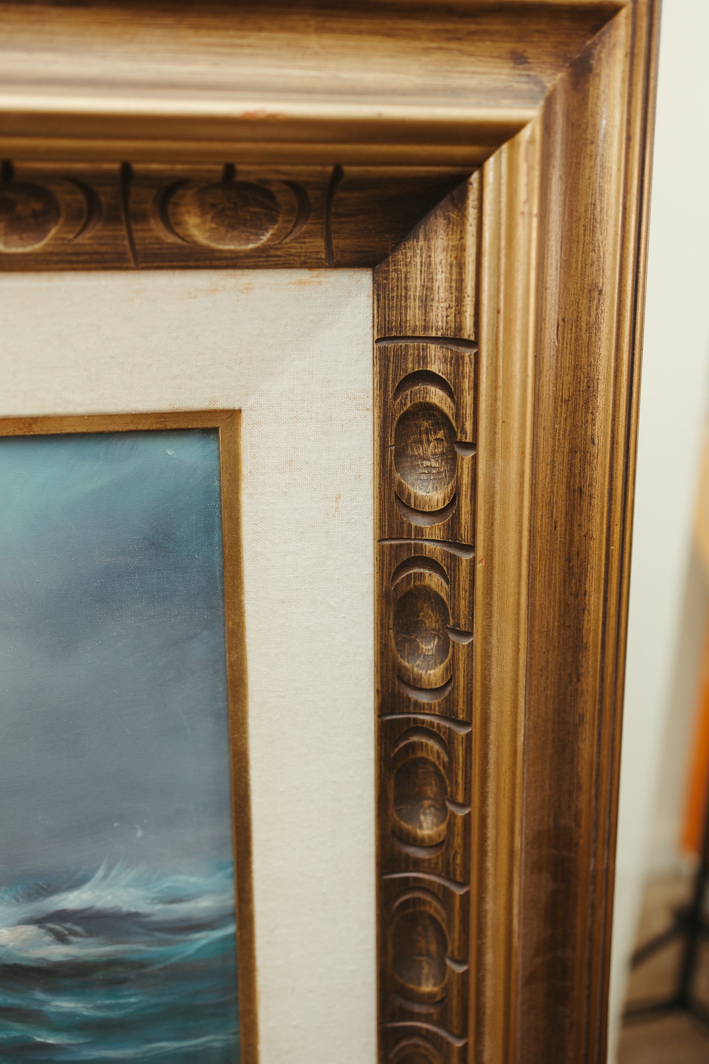 Vintage Framed Ocean Painting by Toselli – Stormy Seas