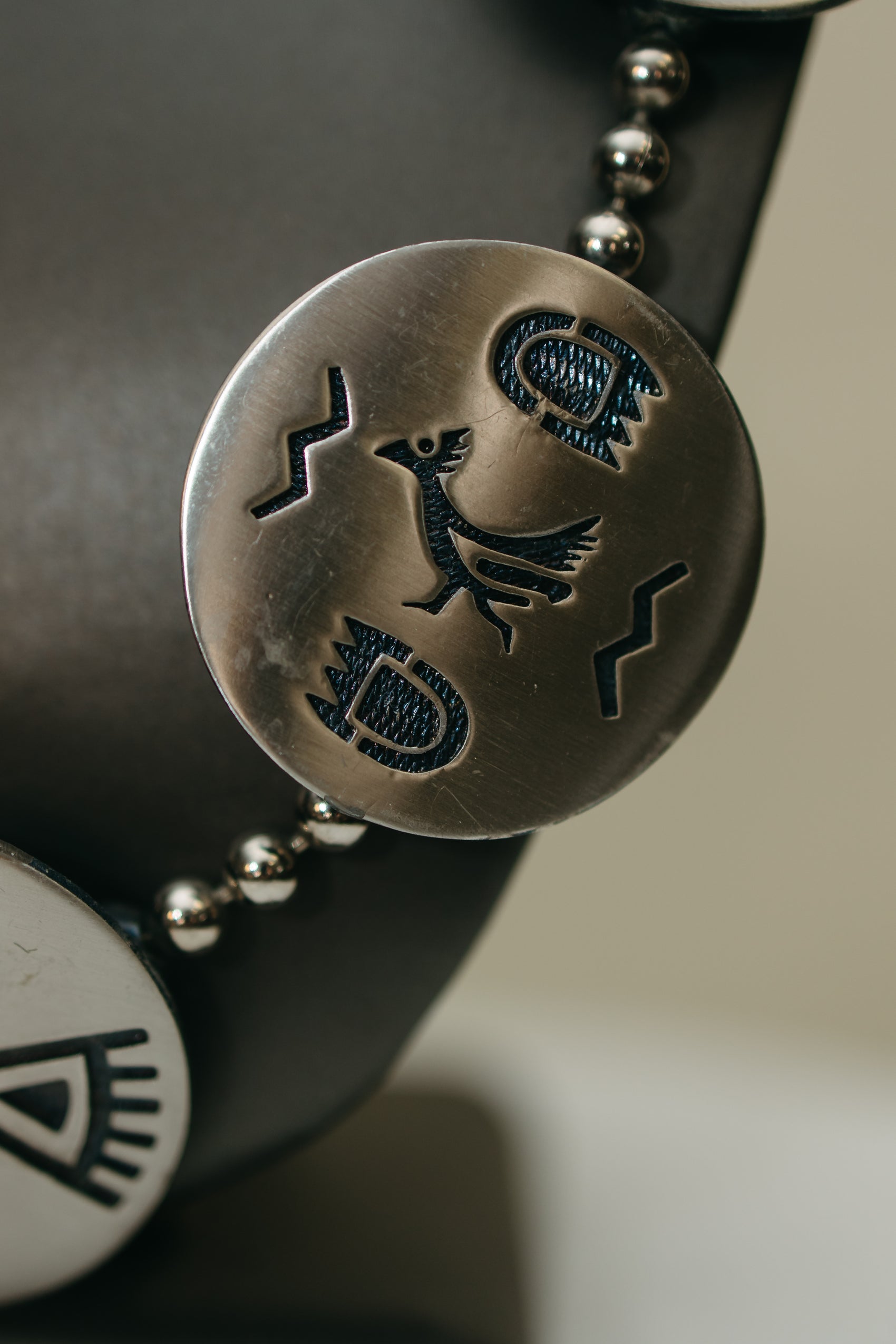 Vintage Southwestern Sterling Silver Necklace – Large Hand-Cut Symbol Medallions