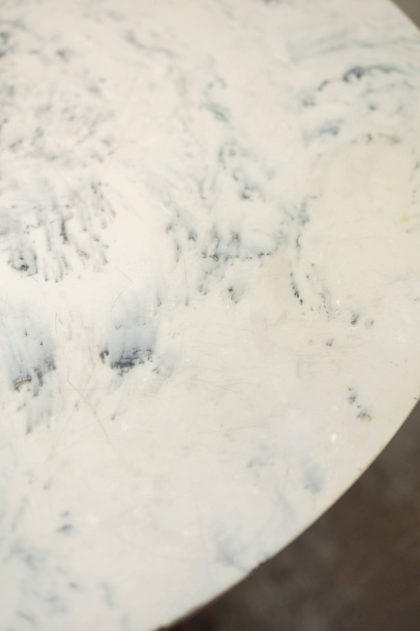 Vintage Marble-Top Pedestal Table — 32" Round