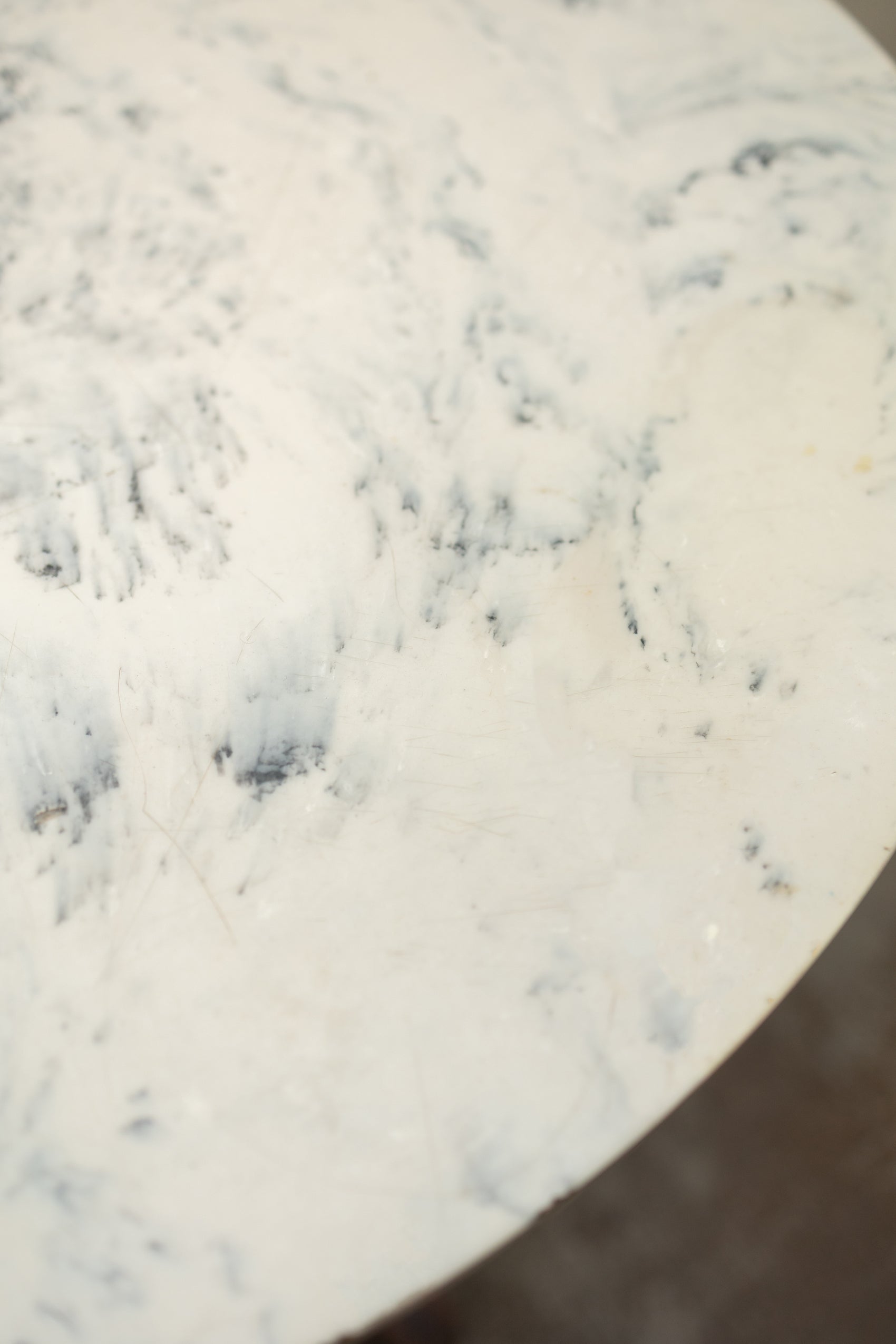 Vintage Marble-Top Pedestal Table — 32" Round