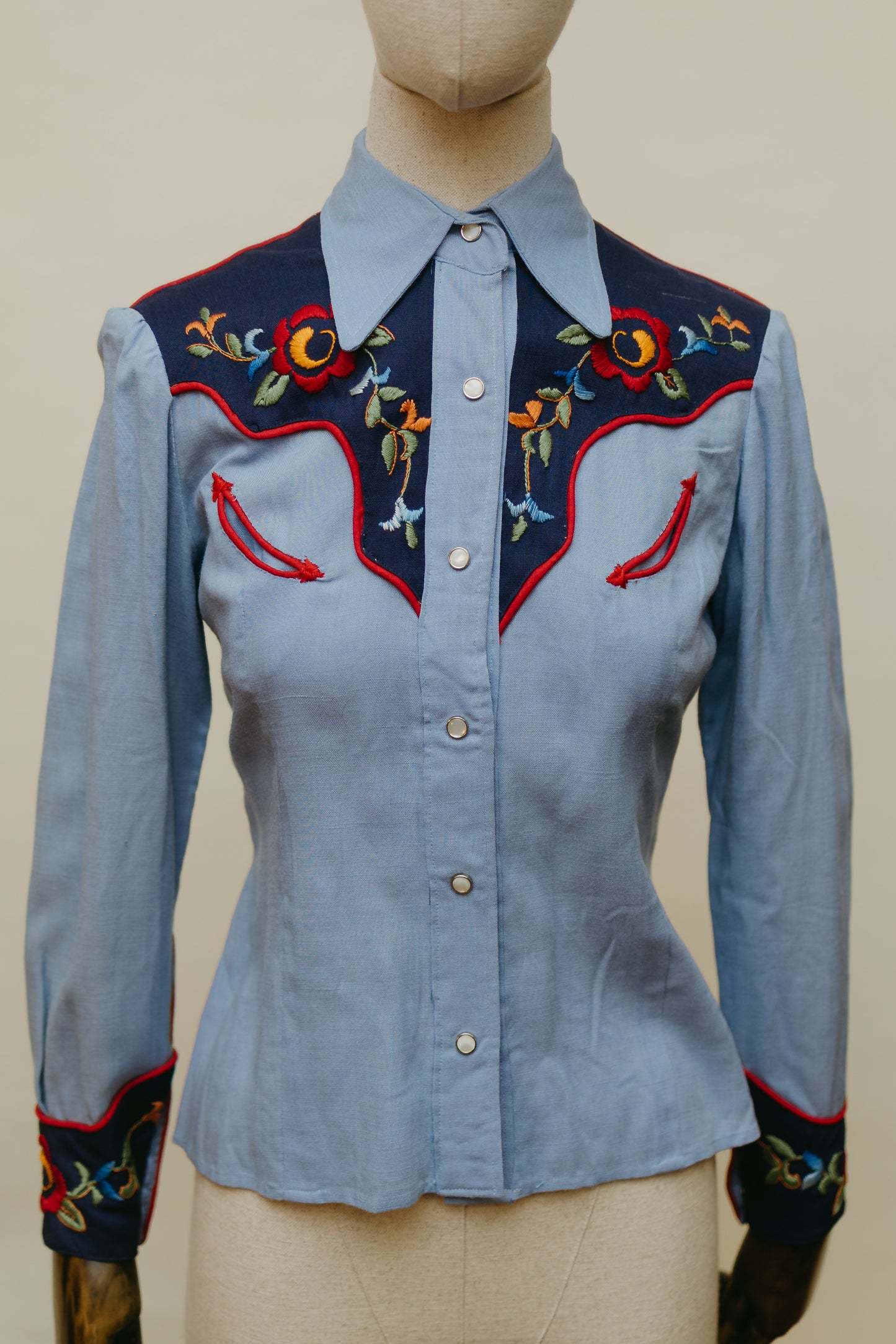 Vintage Embroidered Western Cowgirl Shirt