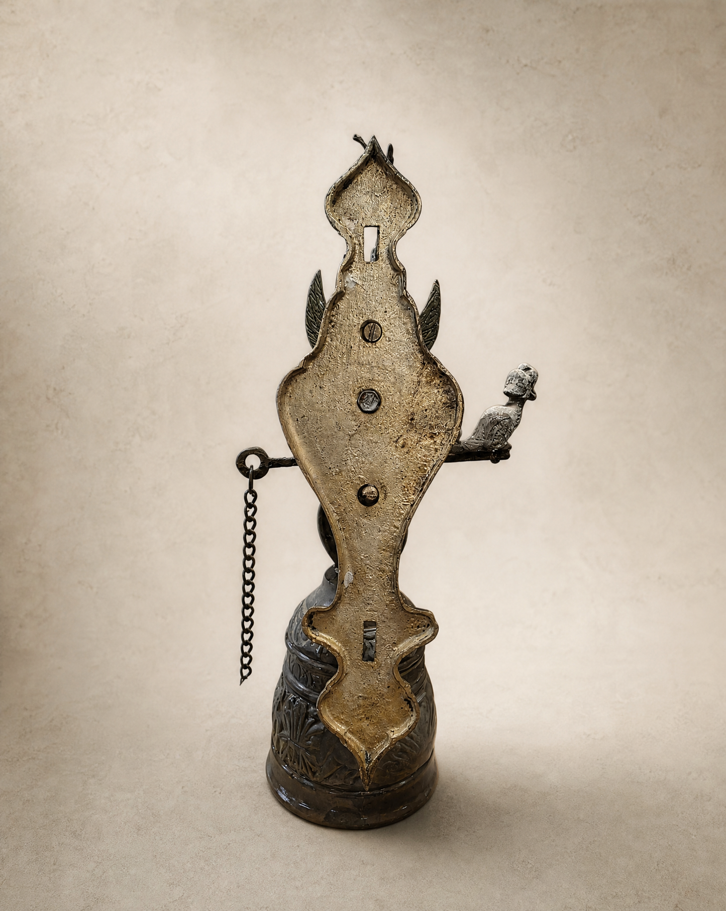 Vintage Cast Iron Angel Wall Bell with Latin Inscription – Victorian Style