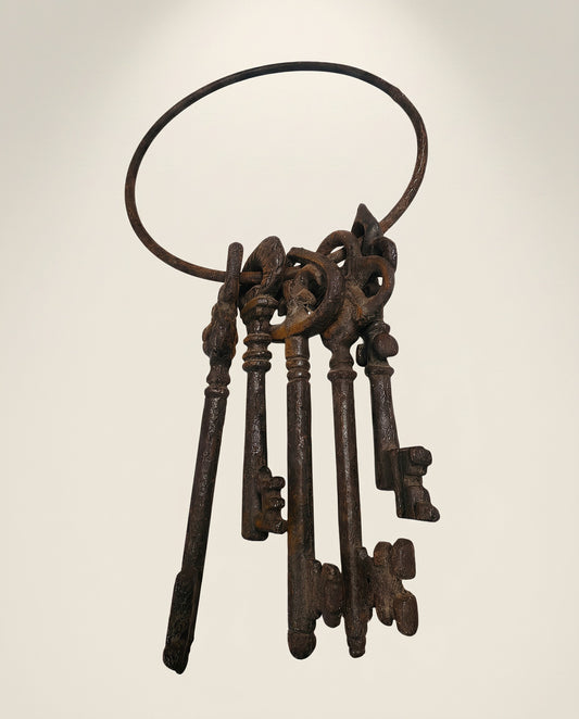 Decorative Cast Iron Skeleton Keys on Ring – Set of 5