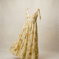 Yellow Floral Tiered Maxi Dress - L
