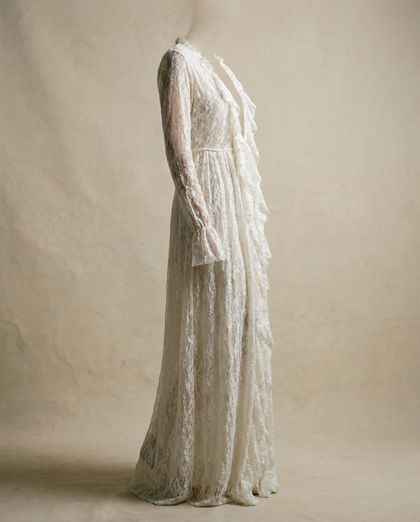 Vintage Sheer Lace Duster Maxi Dress - Small