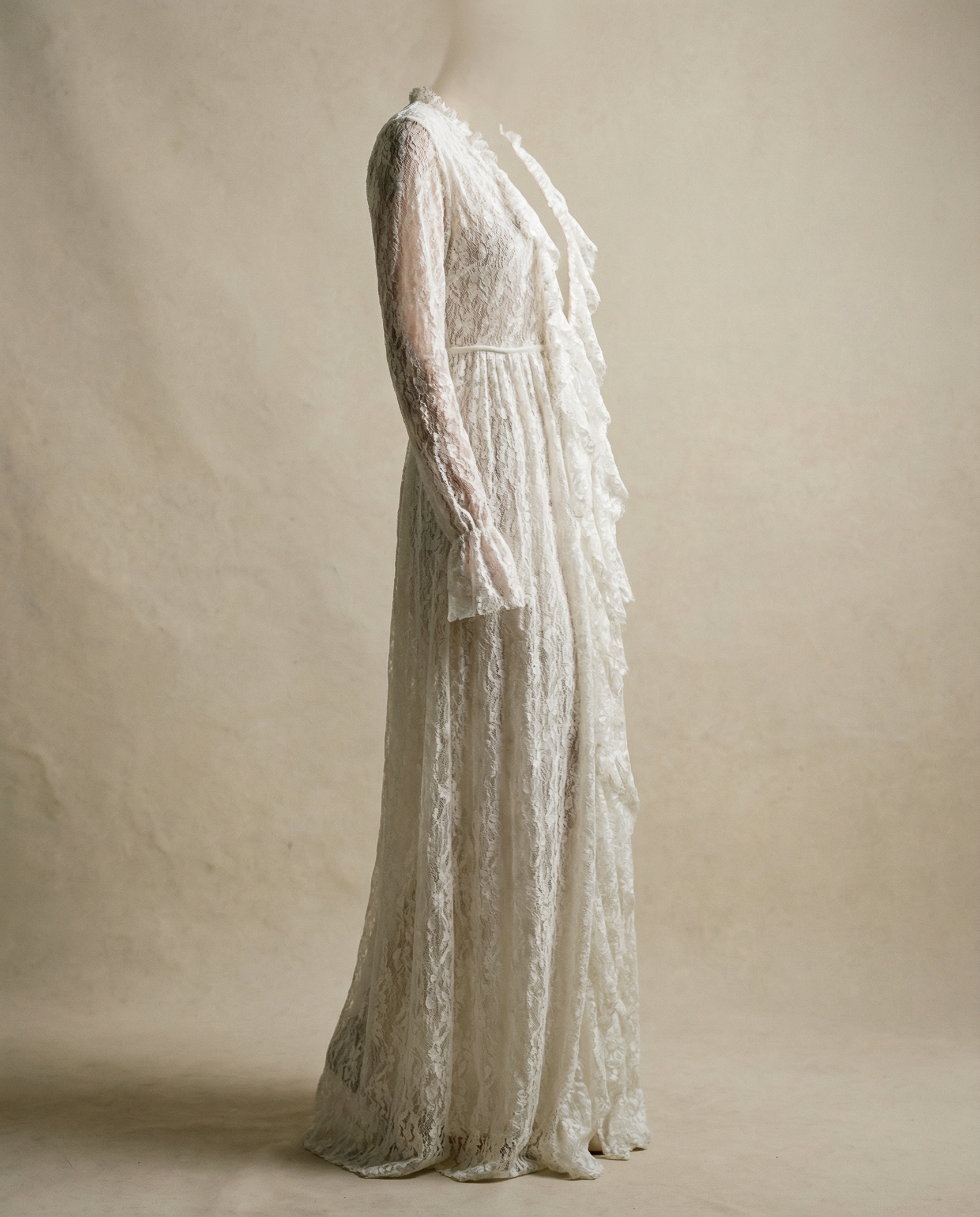 Vintage Sheer Lace Duster Maxi Dress - Small